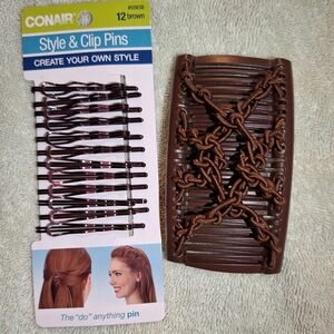 Conair Brown Style Clip Pins and Comb Set